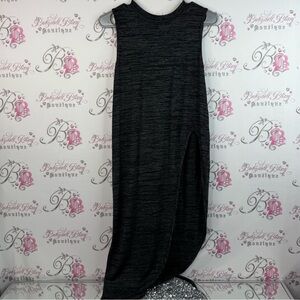 Moiety dress heathered grey long tank top or Sleeveless Black Dress asymmetrical